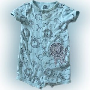 Carter’s 6 to 9 Months Blue Embroidered Lion Short Sleeve Onesie